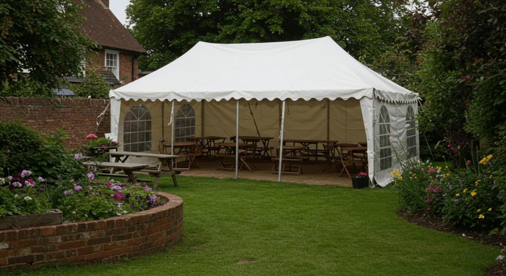 marquee in a pub or restaurant garden