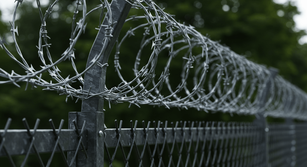 prison fence with barbed wire