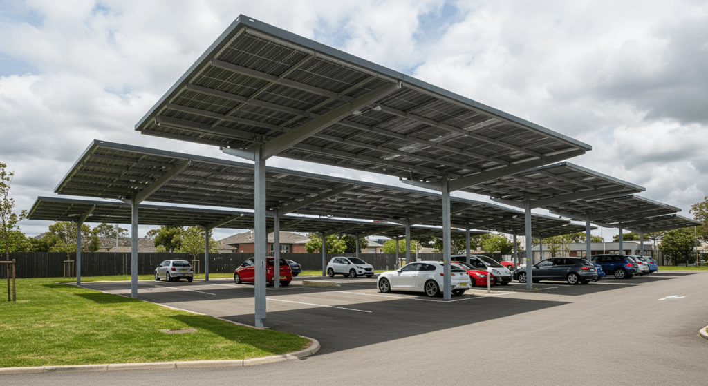 solar canopy in a car park